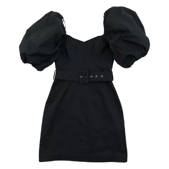 Zara Black Puff Sleeve Fitted Sweetheart Neckline Mini Dress - Picture 13 of 15
